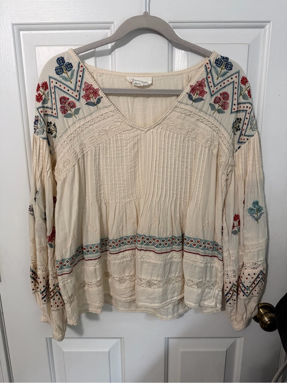 Bohemian Embroidered Smocked Top